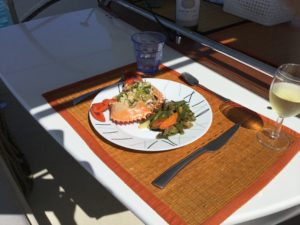 Crabe et vin blanc sur le Kundun
